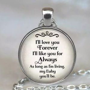 Love you always silver glass necklace